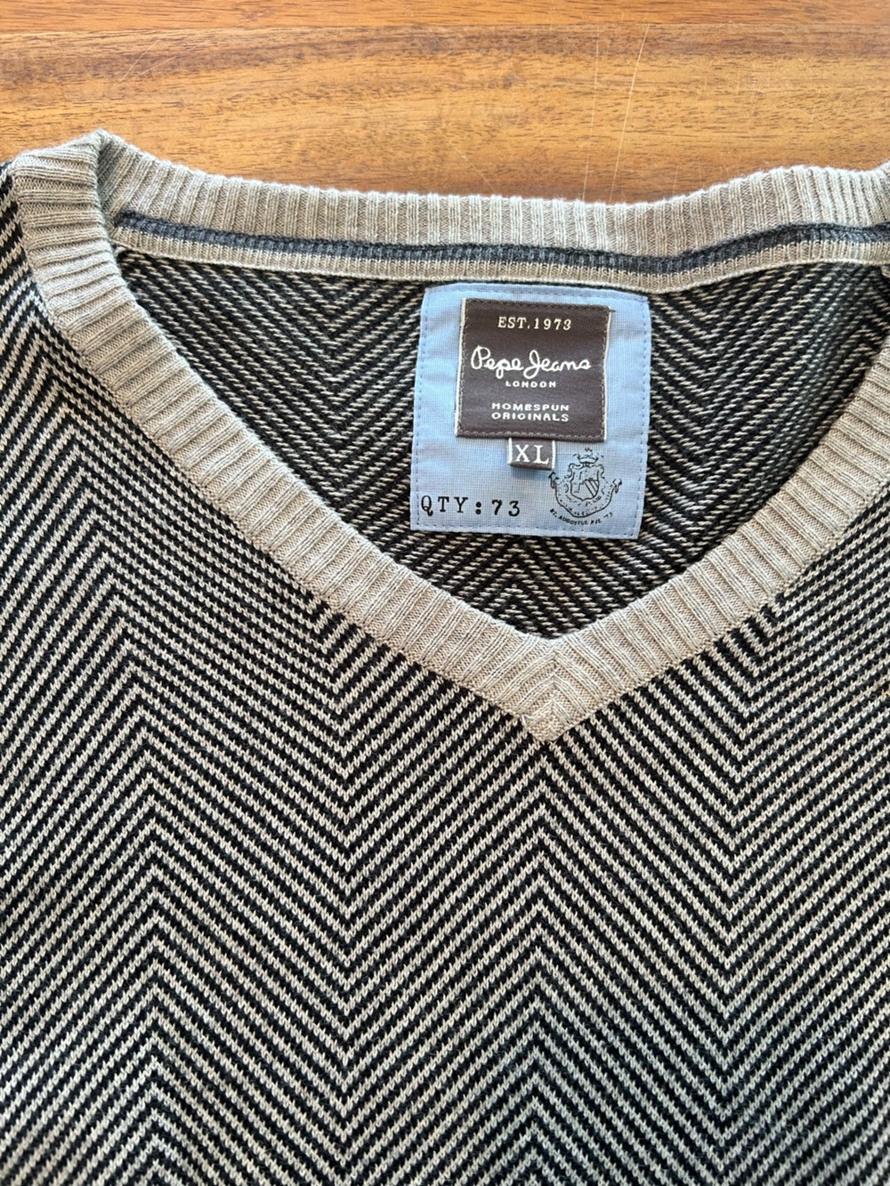Pepe Jeans Black & Cream Chevron Knit Pullover